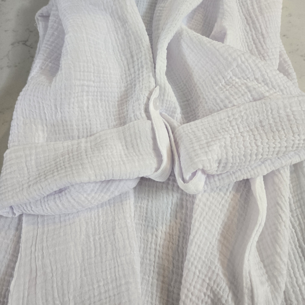 Tahiti White Cotton Gauze Button Up Shirt 1X Beach Cover Up‎ Coastal Resort - Picture 11 of 12